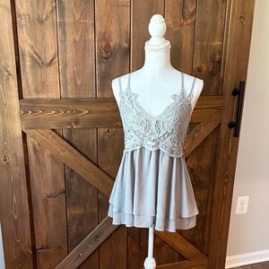 Elegant Gray Lace Women’s Top